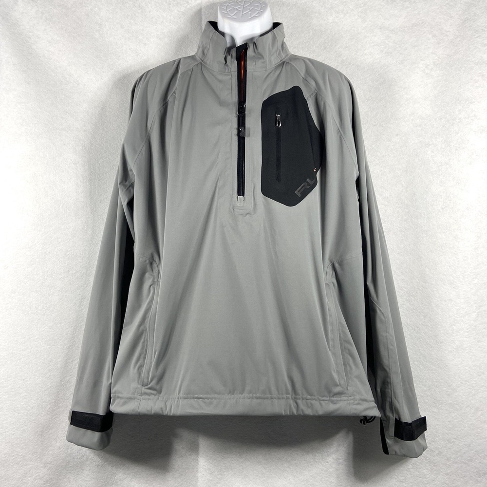 RLX Ralph Lauren Golf Jacket Men's Large Gray 1/4 Zip Lightweight Pockets NWOT